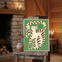 Ver imagem 2 de Quadro Arte Moderna Gato Verde e Marrom 33x24cm Mold Branca
