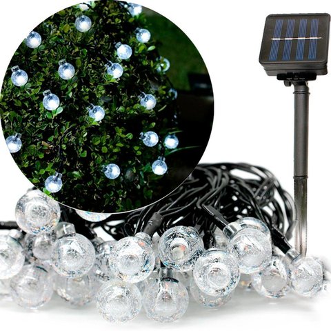 Pisca Cordão Bolinhas Solar Externo Jardim 5m 20LEDS Branco