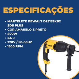 Martelete Dewalt Sds Puls 800w 220v D25133kb2 - 9