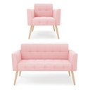 Ver imagem 1 de Kit 1 Sofá Namoradeira e 1 Poltrona Elisa Suede Pés Palito Castanho - D’Rossi Rosa Bebê