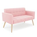 Ver imagem 3 de Kit 1 Sofá Namoradeira e 1 Poltrona Elisa Suede Pés Palito Castanho - D’Rossi Rosa Bebê