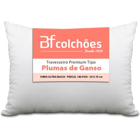 Travesseiro Premium de Fibra conforto extra tipo Pluma Pena de Ganso Ecológica 50x70cm - BF Colchões
