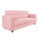 Ver imagem 1 de Sofá 03 Lugares Arezzo Suede Rosa Bebê Pés Chanfrado Tabaco - D’Rossi