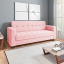 Ver mais imagens de Sofá 03 Lugares Arezzo Suede Rosa Bebê Pés Chanfrado Tabaco - D’Rossi