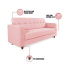 Ver imagem 4 de Sofá 03 Lugares Arezzo Suede Rosa Bebê Pés Chanfrado Tabaco - D’Rossi
