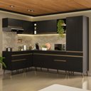 Ver imagem 1 de Armário Cozinha Modulada Completa de Canto 7 Peças Florença Multimóveis MP2461 Preto