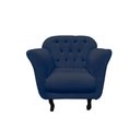 Ver imagem 7 de Kit Namoradeira + 2 Poltronas Decorativa Dália Suede Azul Marinho Pés Madeira Mz Decor