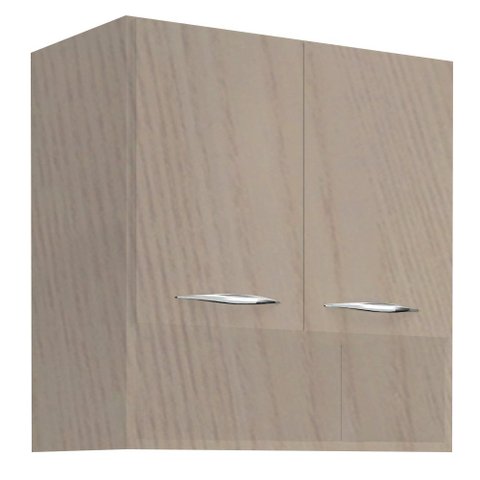 Armário Aéreo Duas Portas com Nicho Madeirado em Mdf