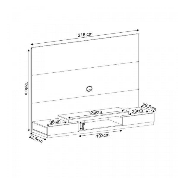 Painel para TV até 50 Polegadas 2 Gavetas Malibu Espresso Móveis - 3