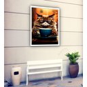 Ver imagem 2 de Quadro Decorativo Gato Mal-humorado Café - 70x50cm:moldura Branca
