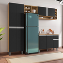 Ver imagem 2 de Kit de Cozinha Completo 230cm Vanessa 3 Peças Ajl Móveis:amêndoa Preto