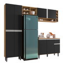 Ver imagem 1 de Kit de Cozinha Completo 230cm Vanessa 3 Peças Ajl Móveis:amêndoa Preto