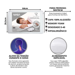 Kit 2 Travesseiros Viscorelax Viscoelástico Nasa Cervical com Memória - 2