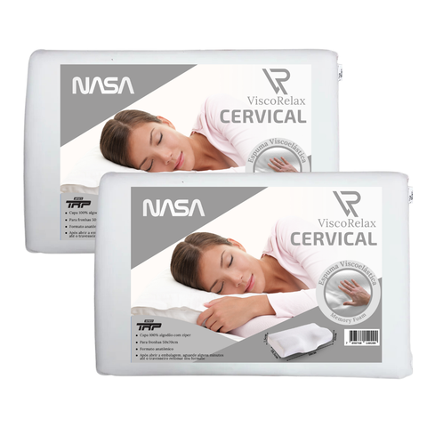 Kit 2 Travesseiros Viscorelax Viscoelástico Nasa Cervical com Memória