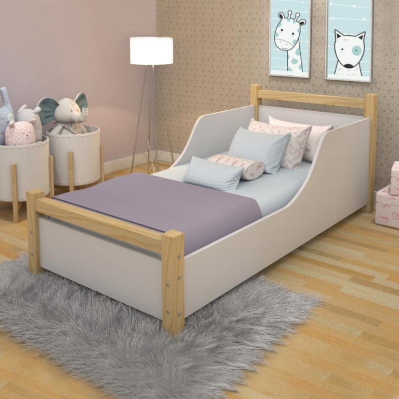 Cama Infantil Luna Em Madeira Maciça E Mdf Branco Natural | MadeiraMadeira