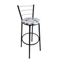 Ver imagem 3 de Kit 4 Banquetas Alta Preta com Encosto Assento Branco Floral Jaddi