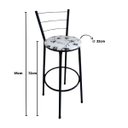 Ver imagem 2 de Kit 4 Banquetas Alta Preta com Encosto Assento Branco Floral Jaddi