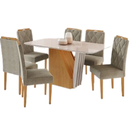 Mesa Harpa 1,60 6 Cadeiras Diamante Jcm Cinamomo/off - 2