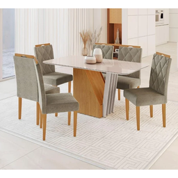 Mesa Harpa 1,60 6 Cadeiras Diamante Jcm Cinamomo/off - 1