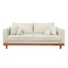 Kit Poltrona Living + Sofá 3 Lugares com Base Madeira Suede Cor:bege - 9
