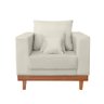 Kit Poltrona Living + Sofá 3 Lugares com Base Madeira Suede Cor:bege - 3