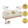 Kit Poltrona Living + Sofá 3 Lugares com Base Madeira Suede Cor:bege - 6