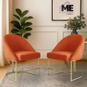 Ver imagem 2 de Kit 2 Banqueta Poltrona Lua Penteadeira e Salão com Base Metálica:terra Cota