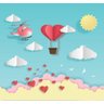 Papel De Parede Infantil Nuvens Balão Coração Céu Gg681 - 2