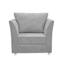 Ver imagem 4 de Conjunto 01 Poltrona Lisboa Decorativa + 01 Puff Redondo Decorativo Suede Cinza Claro