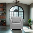Ver imagem 3 de Conjunto 01 Poltrona Lisboa Decorativa + 01 Puff Redondo Decorativo Suede Cinza Claro