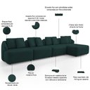 Ver imagem 4 de Sofá 5 Lugares com Chaise Direito Sala Living 388cm Arlo F04 Veludo Verde Tc-12015 - Lyam Decor