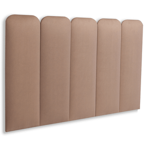 Cabeceira Solteiro Modulada Arredondada Cama Box Suede Bege