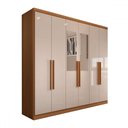 Ver imagem 4 de Guarda-roupa Casal Mykonos 6 Portas 2 Gavetas com Espelho Cinamomo/off White - Panorama Móveis
