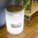 Ver imagem 2 de Banco Iluminado Beer Barrel Branco Porta Objetos Tampo Madeira Bivolt