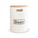 Ver imagem 1 de Banco Iluminado Beer Barrel Branco Porta Objetos Tampo Madeira Bivolt