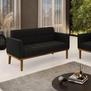 Ver imagem 6 de Sofá Namoradeira 2 Lugares Base de Madeira Castanho Elisa Suede D03 - Drossi Cor Preto