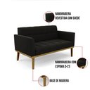 Ver imagem 2 de Sofá Namoradeira 2 Lugares Base de Madeira Castanho Elisa Suede D03 - Drossi Cor Preto