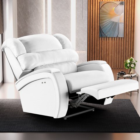 Poltrona do Papai Sala de Cinema Reclinável Kylie Power Touch PU Branco G23 Gran Belo Kylie Poltrona