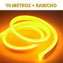 Ver imagem 2 de Kit 1 a 10 Metros Mangueira Fita Led Neon Flex Ambar + Rabicho:10 Metros 127v + Rabicho