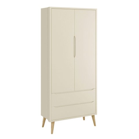 Guarda-Roupa Retrô 2 Portas Théo New Areia Fosco com Natural - MoveisAqui