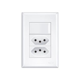 Interruptor Simples e Tomada Dupla 2P+T 20A Fame Evidence com Placa 4x2 Branco - 1