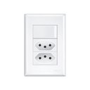 Ver imagem 1 de Interruptor Simples e Tomada Dupla 2P+T 20A Fame Evidence com Placa 4x2 Branco