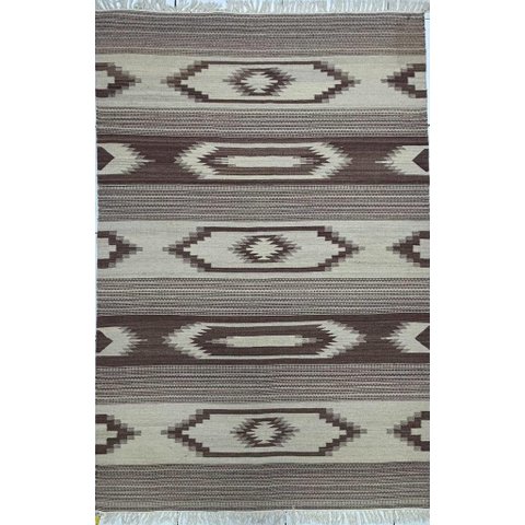 Tapete para Sala Quarto Geométrico Kilim Stripe 120x180 61401 Marrom