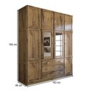 Ver imagem 4 de Guarda-roupa Casal Rústico Madeira Maciça 10 Portas 3 Gavetas com Espelho Castanho - Panorama Móveis