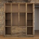 Ver imagem 6 de Guarda-roupa Casal Rústico Madeira Maciça 10 Portas 3 Gavetas com Espelho Castanho - Panorama Móveis