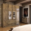 Ver imagem 1 de Guarda-roupa Casal Rústico Madeira Maciça 10 Portas 3 Gavetas com Espelho Castanho - Panorama Móveis