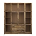 Ver imagem 5 de Guarda-roupa Casal Rústico Madeira Maciça 10 Portas 3 Gavetas com Espelho Castanho - Panorama Móveis