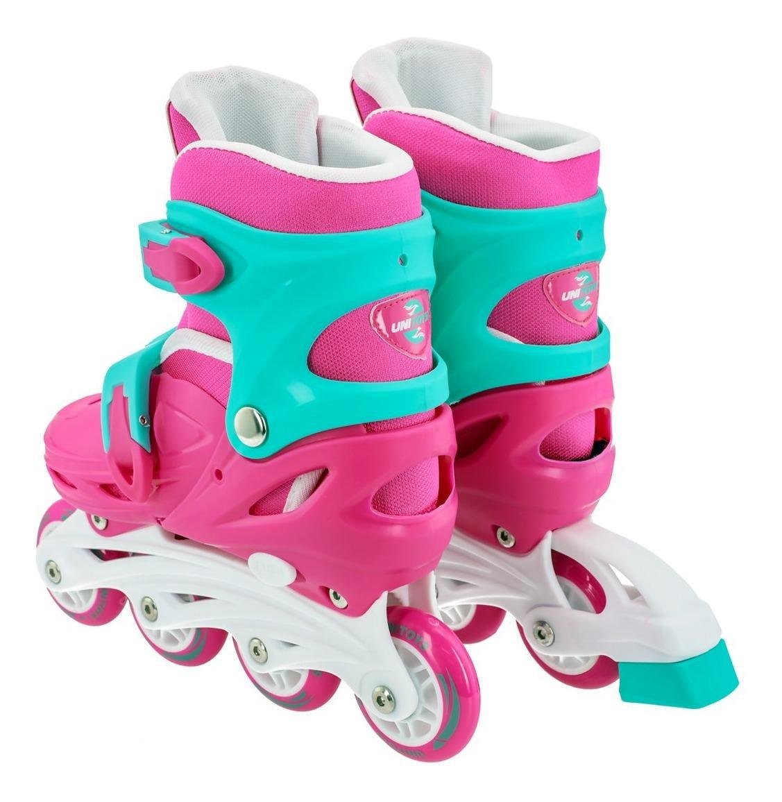 Patins In-line Ajustável Rosa Unitoys 1439 + Kit Proteção - 5