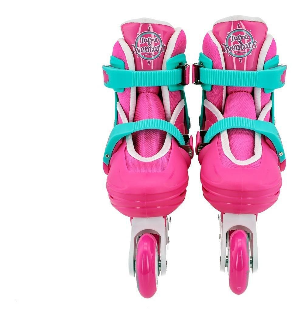 Patins In-line Ajustável Rosa Unitoys 1439 + Kit Proteção - 4