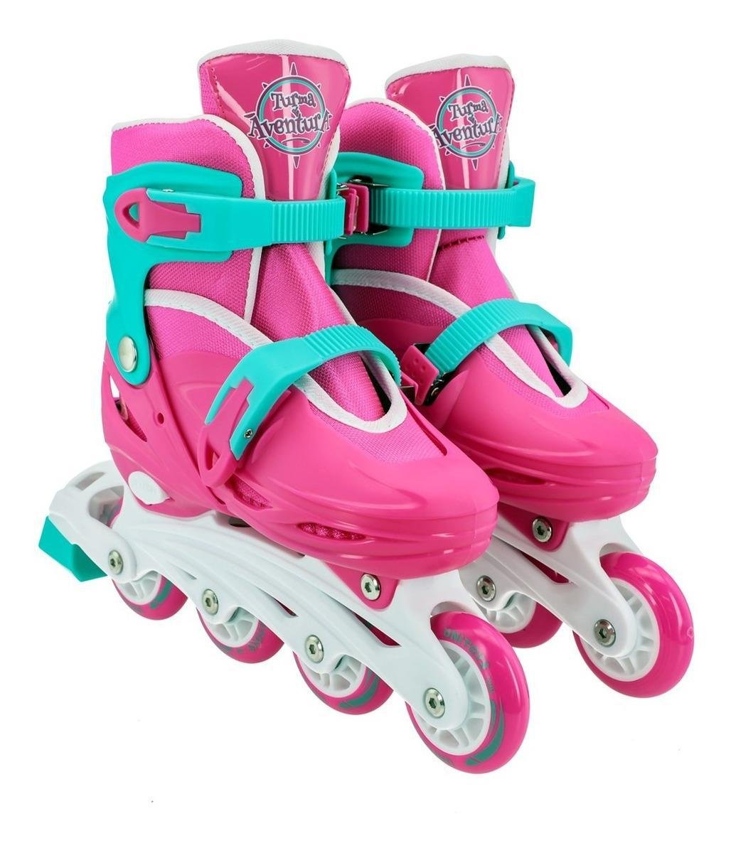 Patins In-line Ajustável Rosa Unitoys 1439 + Kit Proteção - 3